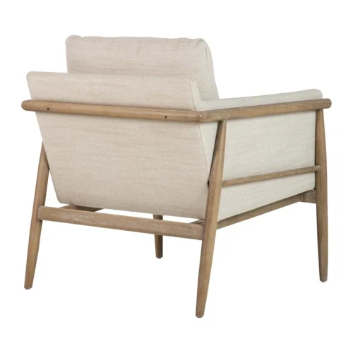 Fauteuil bois et tissu beige aux lignes droites Ethan Chloé 77 cm — vue 4