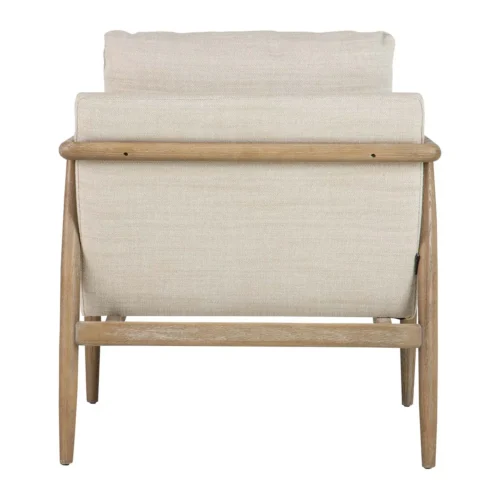 Fauteuil bois et tissu beige aux lignes droites Ethan Chloé 77 cm — vue 5