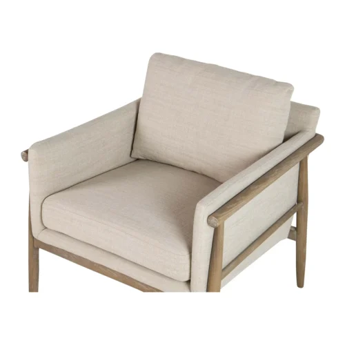 Fauteuil bois et tissu beige aux lignes droites Ethan Chloé 77 cm — vue 6