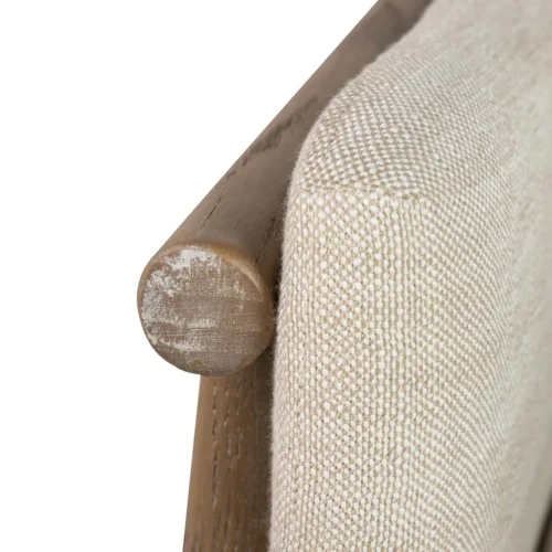 Fauteuil bois et tissu beige aux lignes droites Ethan Chloé 77 cm — vue 8