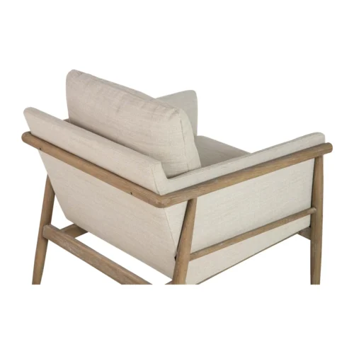 Fauteuil bois et tissu beige aux lignes droites Ethan Chloé 77 cm — vue 9