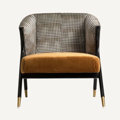 Fauteuil Brillon velours ocre et bois noir Vical Home — vue 2