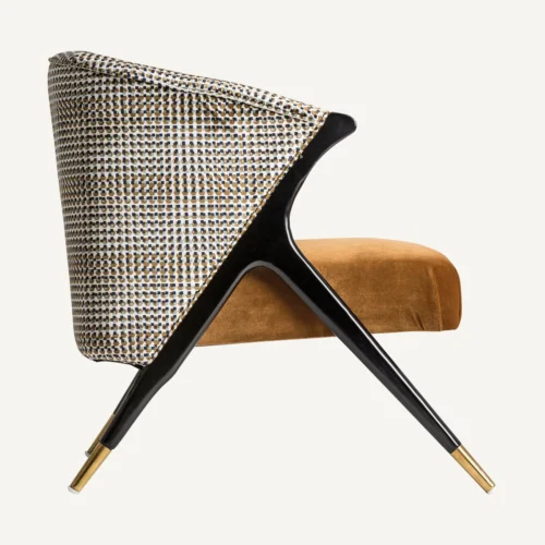 Fauteuil Brillon velours ocre et bois noir Vical Home — vue 3