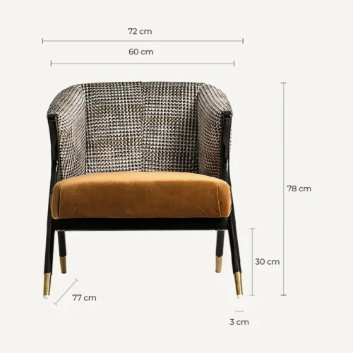 Fauteuil Brillon velours ocre et bois noir Vical Home — vue 9