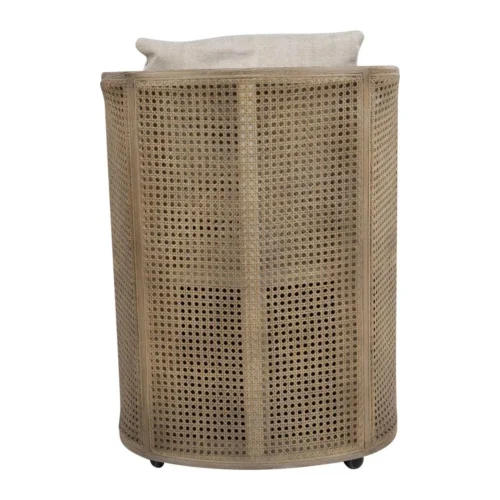 Fauteuil cannage à roulettes frêne et tissu beige Ethan Chloé 54 cm — vue 5