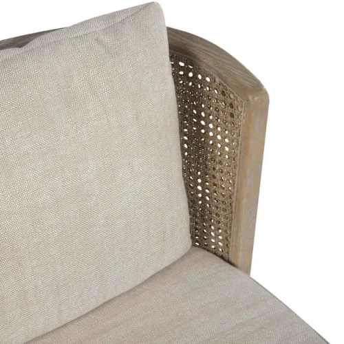 Fauteuil cannage à roulettes frêne et tissu beige Ethan Chloé 54 cm — vue 6