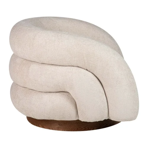 Fauteuil chenille socle bois foncé enveloppant écru Ethan Chloé 100 cm — vue 5