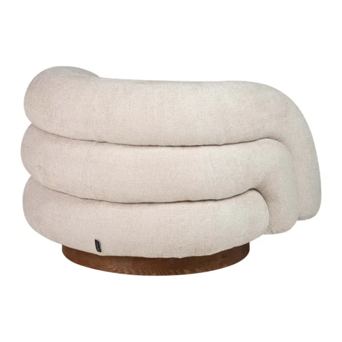 Fauteuil chenille socle bois foncé enveloppant écru Ethan Chloé 100 cm — vue 6