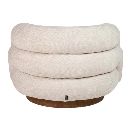 Fauteuil chenille socle bois foncé enveloppant écru Ethan Chloé 100 cm — vue 7