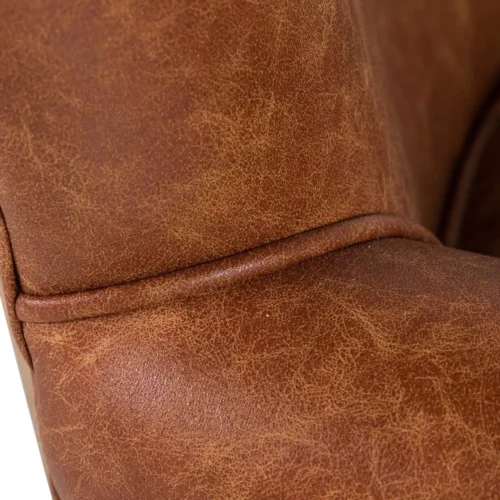 Fauteuil club aspect cuir cognac, jute et frêne Ethan Chloé 76 cm — vue 10