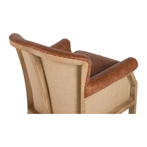 Fauteuil club aspect cuir cognac, jute et frêne Ethan Chloé 76 cm — vue 11
