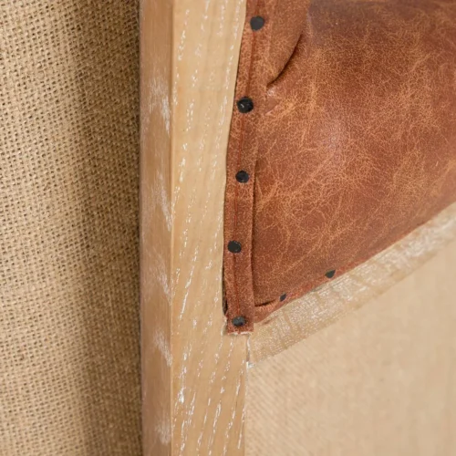 Fauteuil club aspect cuir cognac, jute et frêne Ethan Chloé 76 cm — vue 13
