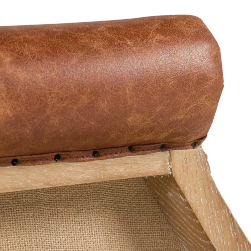 Fauteuil club aspect cuir cognac, jute et frêne Ethan Chloé 76 cm — vue 17