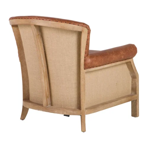 Fauteuil club aspect cuir cognac, jute et frêne Ethan Chloé 76 cm — vue 4