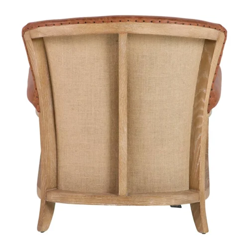 Fauteuil club aspect cuir cognac, jute et frêne Ethan Chloé 76 cm — vue 5
