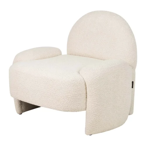 Fauteuil cocooning bouclette écru accoudoirs boudins Ethan Chloé 89 cm — vue 2