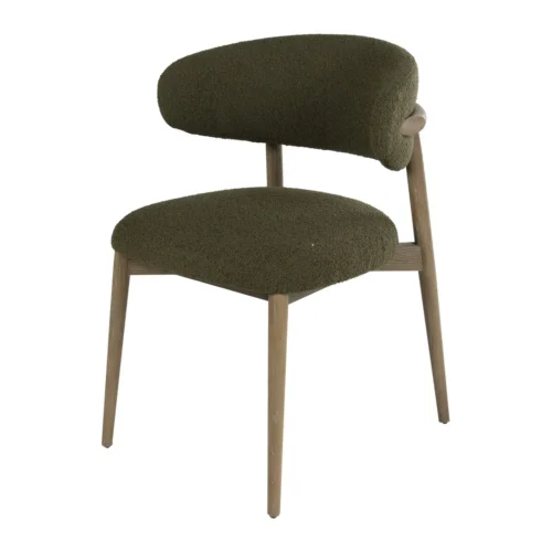 Chaise salle à manger vert olive pied bois Ethan Chloé — vue 2