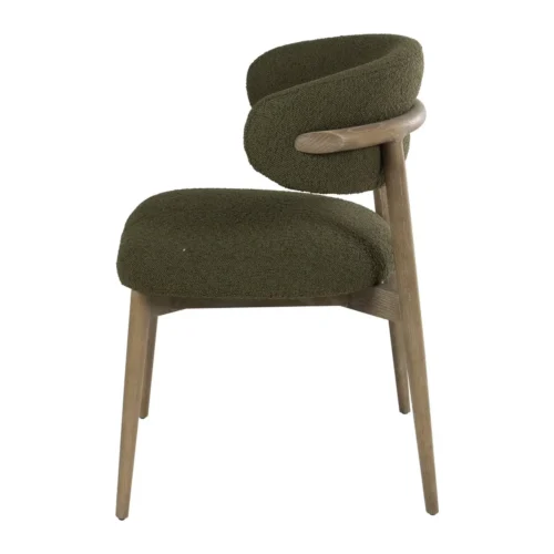 Chaise salle à manger vert olive pied bois Ethan Chloé — vue 3