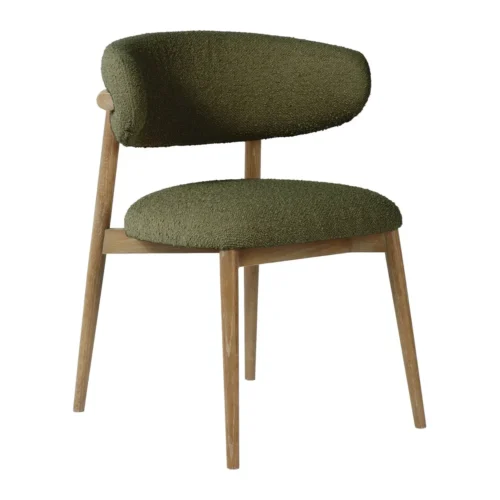 Chaise salle à manger vert olive pied bois Ethan Chloé — vue 4
