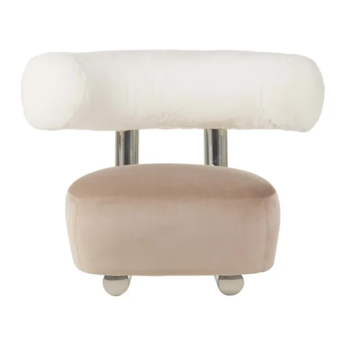 Fauteuils Ethan Chloé Fauteuil design rose poudré Qufu dossier traversin Ethan Chloé 100 cm