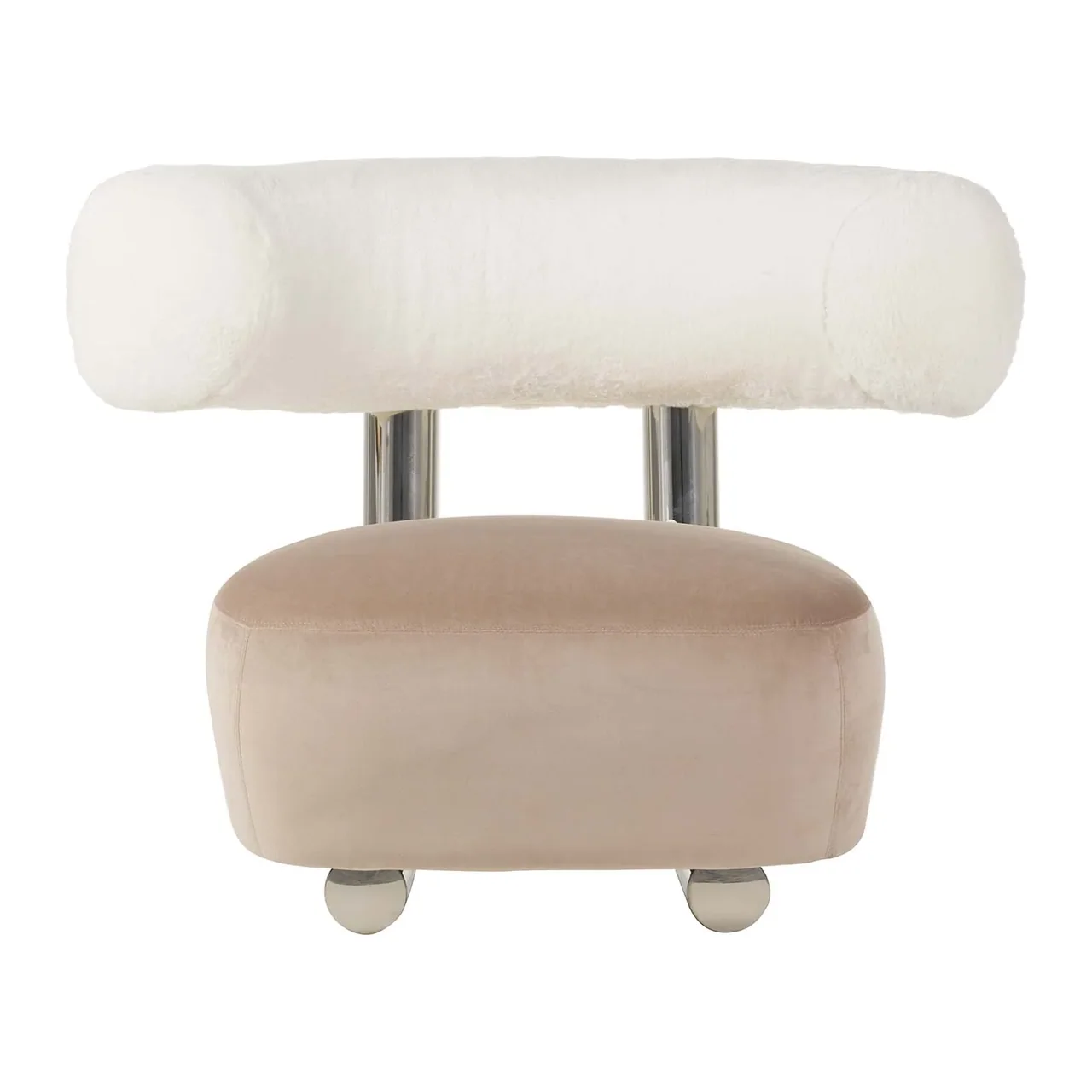 Fauteuil design rose poudré Qufu dossier traversin Ethan Chloé 100 cm