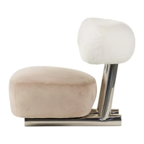 Fauteuil design rose poudré Qufu dossier traversin Ethan Chloé 100 cm — vue 4