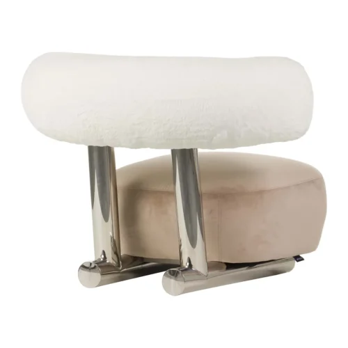 Fauteuil design rose poudré Qufu dossier traversin Ethan Chloé 100 cm — vue 6