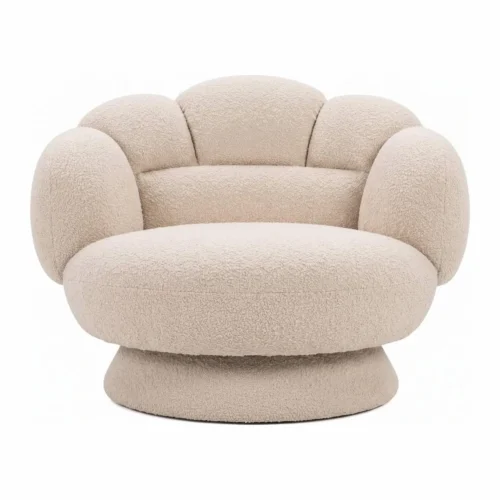 Fauteuils Ethan Chloé Fauteuil fleur chenille beige à cinq pétales Ethan Chloé 109 cm
