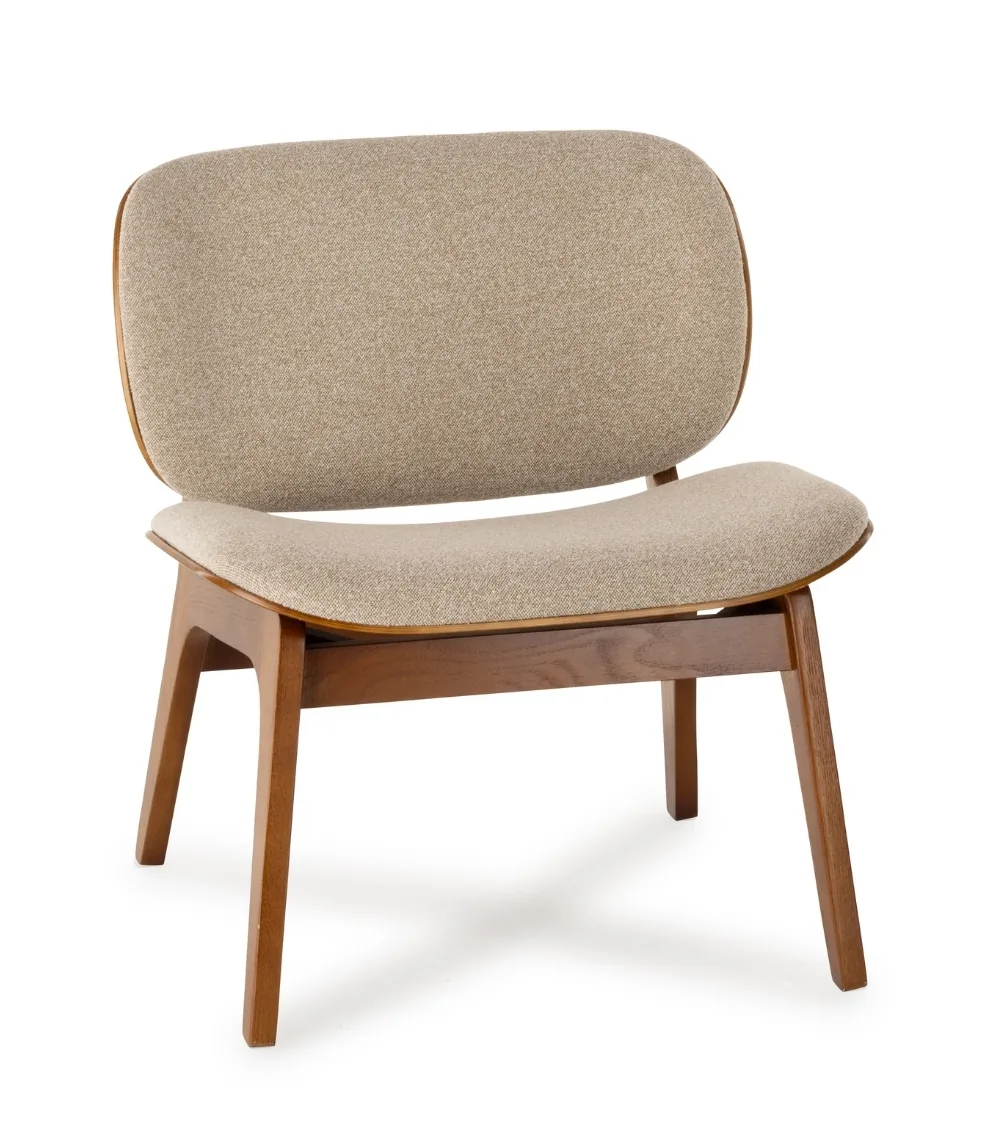 Fauteuil Kuji Beige Structure Bois Athezza