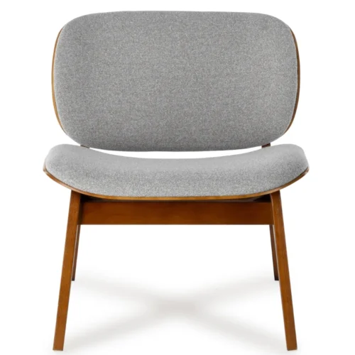 Fauteuil Kuji Gris Clair Structure Bois Athezza — vue 2