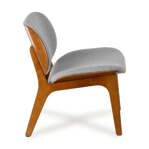 Fauteuil Kuji Gris Clair Structure Bois Athezza — vue 3