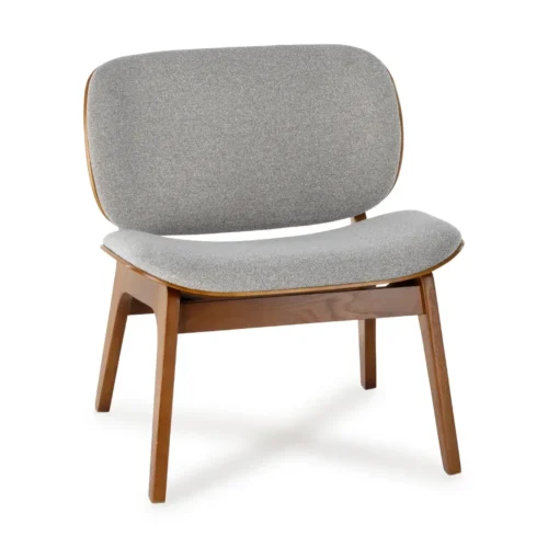 Fauteuil Kuji Gris Clair Structure Bois Athezza