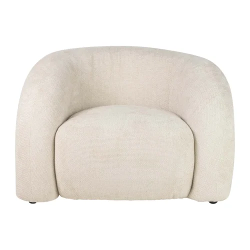 Fauteuils Ethan Chloé Fauteuil moelleux chenille écru à petits pieds noirs Ethan Chloé 100 cm