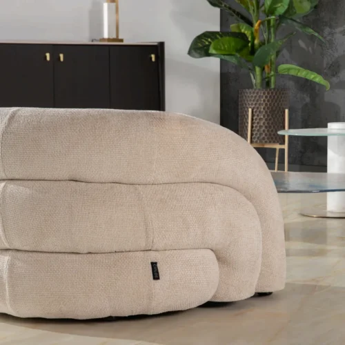 Fauteuil moelleux chenille écru à petits pieds noirs Ethan Chloé 100 cm — vue 3