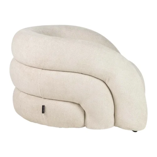 Fauteuil moelleux chenille écru à petits pieds noirs Ethan Chloé 100 cm — vue 5