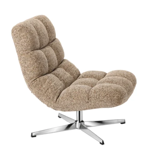 Fauteuil Montclar Beige Chiné pied chrome Athezza — vue de profil