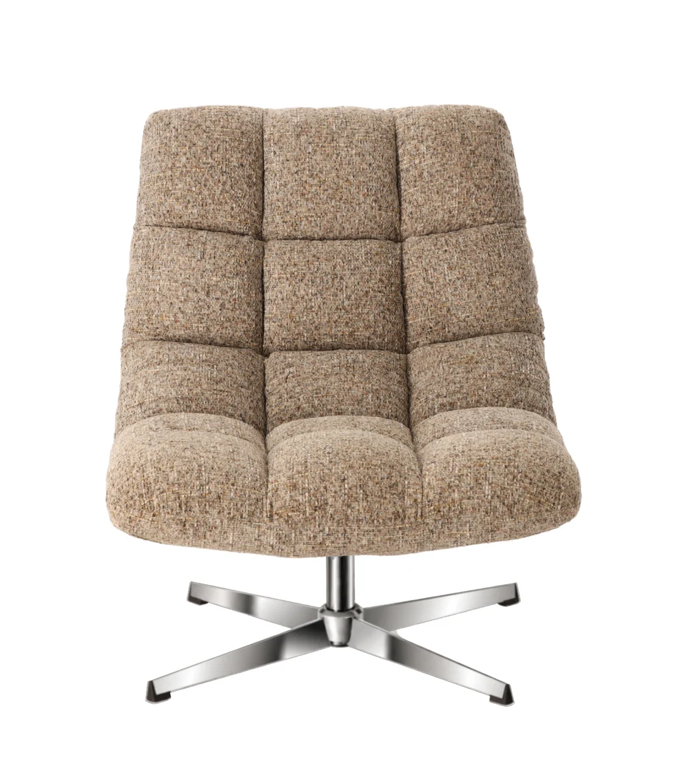 Fauteuil Montclar Beige Chiné pied chrome Athezza — vue de face