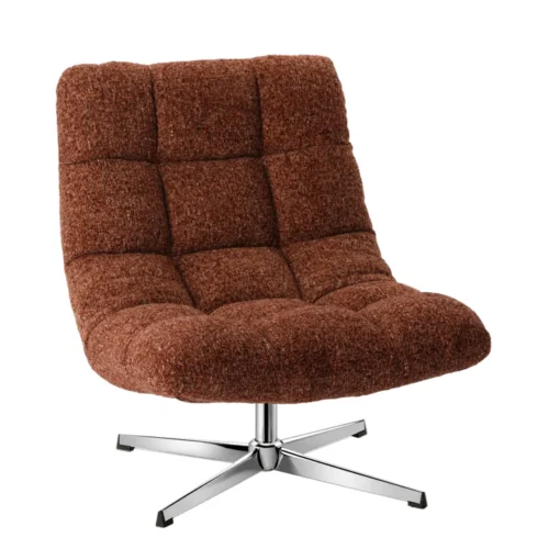Fauteuil Montclar Bordeaux Chiné pied chrome Athezza — vue trois quarts