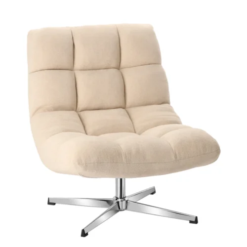 Fauteuil Montclar Ecru pied chrome Athezza — vue trois quarts