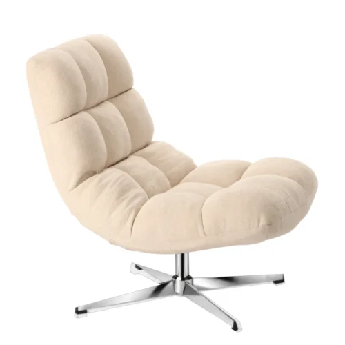 Fauteuil Montclar Ecru pied chrome Athezza — vue de profil