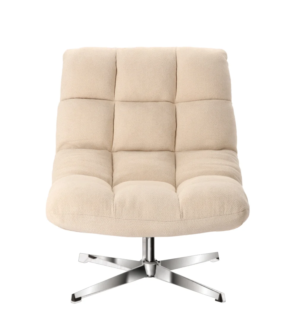 Fauteuil Montclar Ecru pied chrome Athezza — vue de face