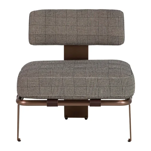 Fauteuils Ethan Chloé Fauteuil prince de galles dos cuir piètement cuivré Ethan Chloé 65 cm