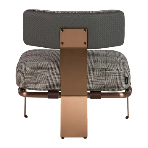 Fauteuil prince de galles dos cuir piètement cuivré Ethan Chloé 65 cm — vue 5