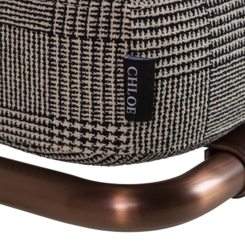 Fauteuil prince de galles dos cuir piètement cuivré Ethan Chloé 65 cm — vue 9
