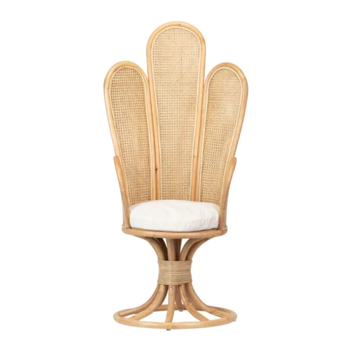 Fauteuils Ethan Chloé Fauteuil rotin dossier fleur et galette blanche Ethan Chloé 147 cm