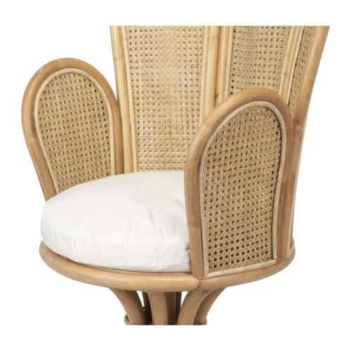 Fauteuil rotin dossier fleur et galette blanche Ethan Chloé 147 cm — vue 12