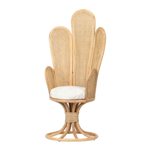 Fauteuil rotin dossier fleur et galette blanche Ethan Chloé 147 cm — vue 2
