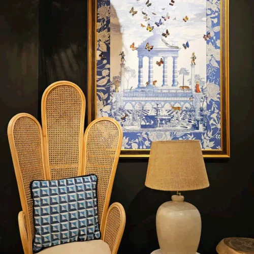 Fauteuil rotin dossier fleur et galette blanche Ethan Chloé 147 cm — vue 5