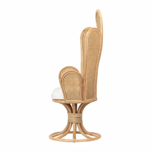 Fauteuil rotin dossier fleur et galette blanche Ethan Chloé 147 cm — vue 6