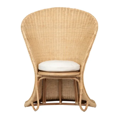 Fauteuils Ethan Chloé Fauteuil rotin haut dossier en coque tulipe Ethan Chloé 140 cm